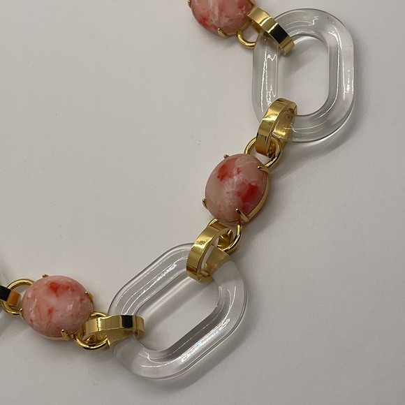 Lele Sadoughi GORGEOUS peachy/pink stone and acetate necklace. *RARE* - Picture 3 of 5